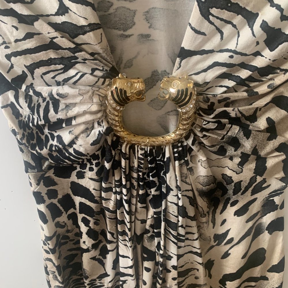 Leopard Print Top With Hardware Sz Xs - image 3